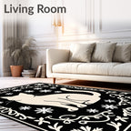 Cream cat snow flake accent frame Rug