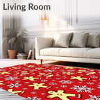 Holiday Gingerbread Snowflakes Red Rug
