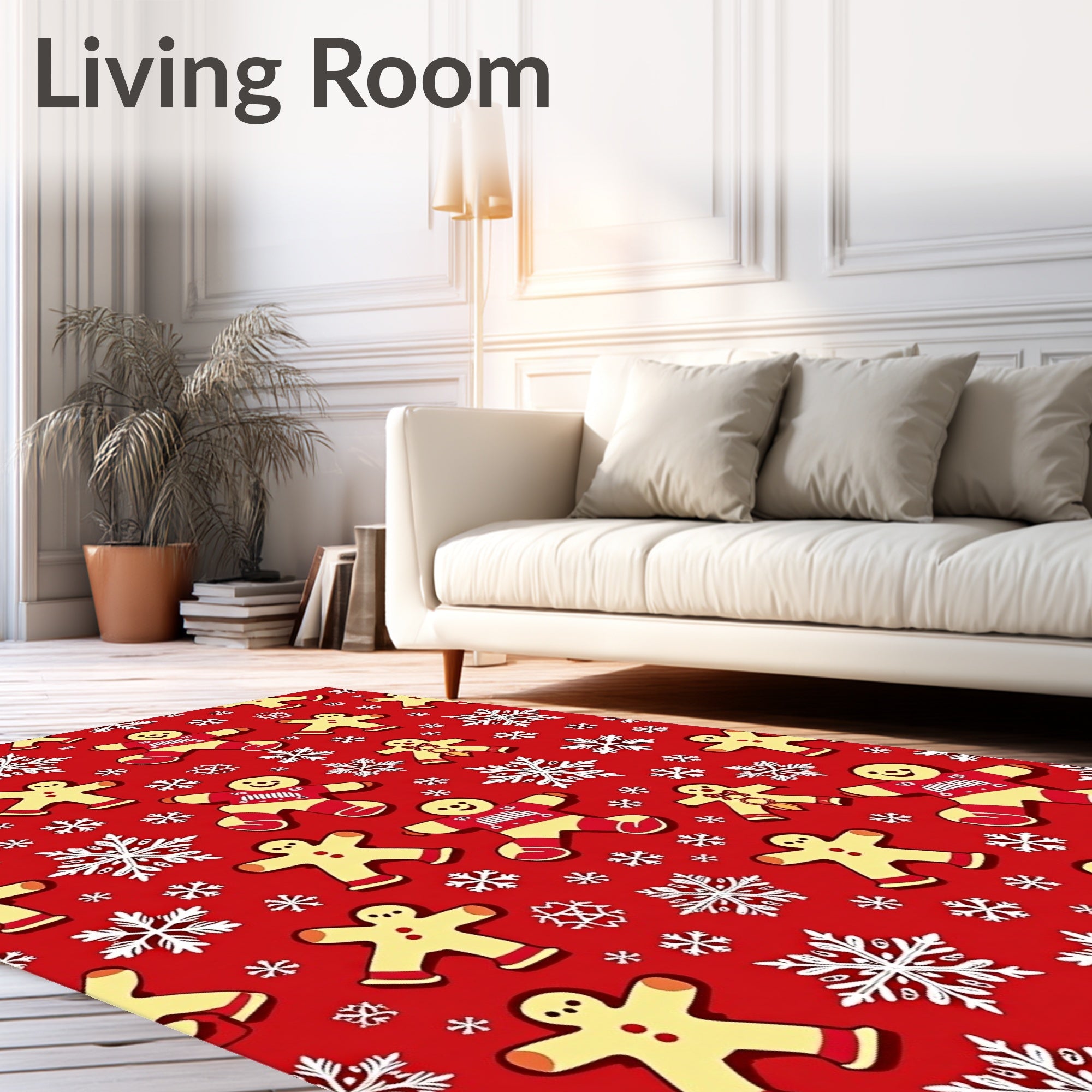 Holiday Gingerbread Snowflakes Red Rug
