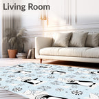 Whimsical Penguin Snowflakes Winter Wonder Rug
