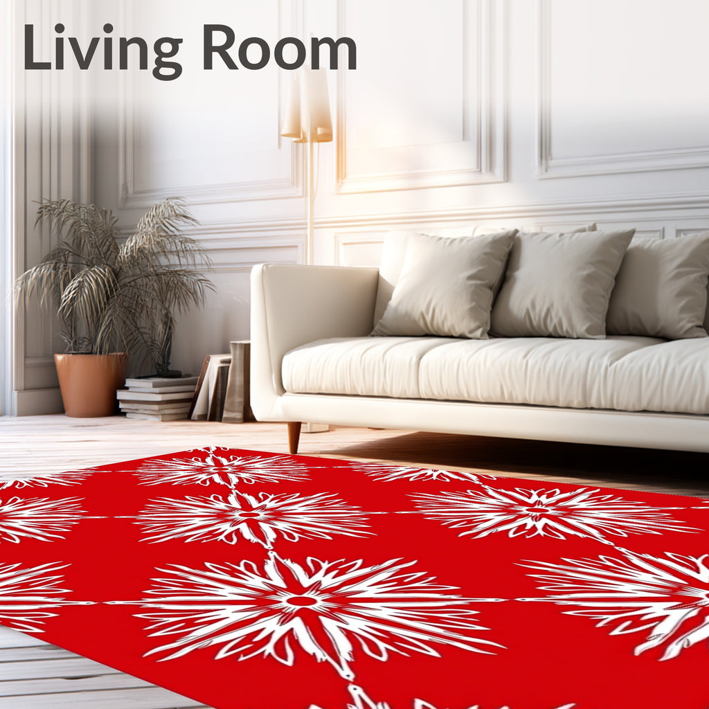 Red White Starburst Medallion Rug