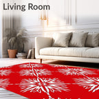 Red White Starburst Medallion Rug