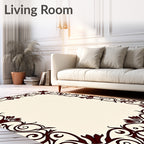Rich Burgundy Swirling Vine Border Rug