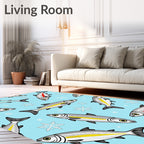 Whimsical Fish Winter Snowflake Collage Rug