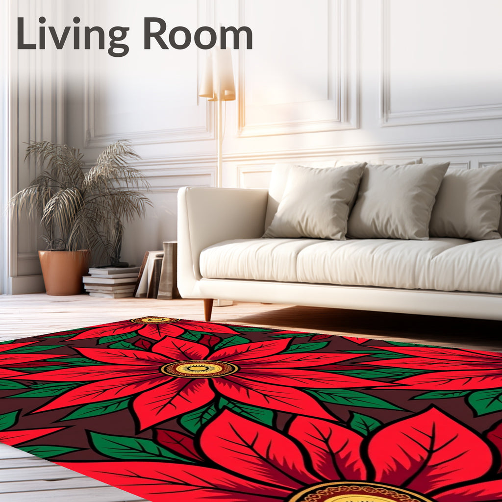 Bold Red Floral Medallion Bloom Rug