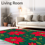 Bold Red Floral Vine Medallion Rug