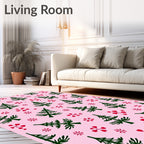 Pink Green Red Pine Cluster Rug