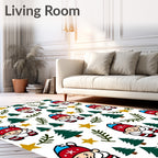 Christmas Gnome Green Tree Gold Star Rug