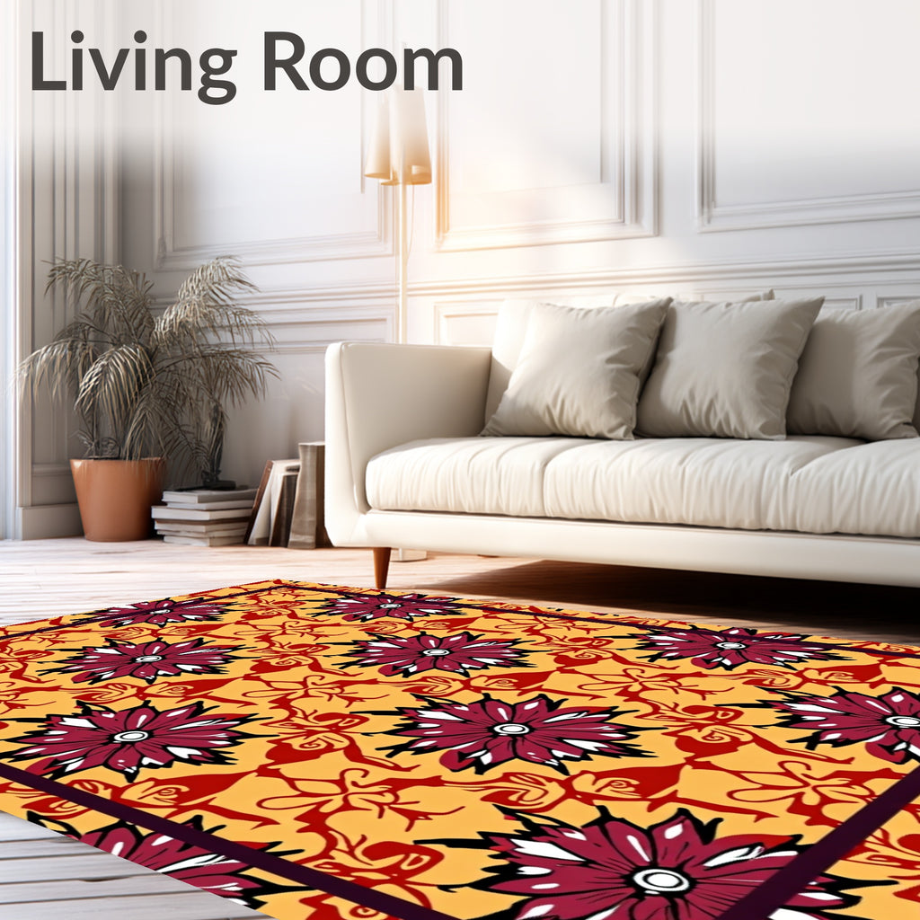 Crimson Floral Medallion Red Accents Rug