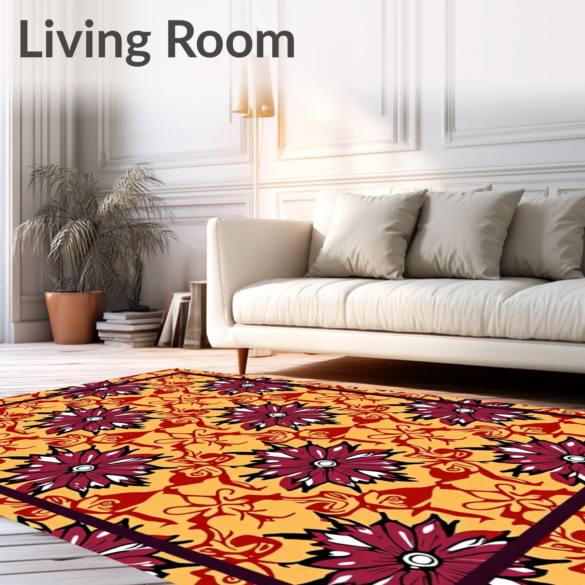 Crimson Floral Medallion Red Accents Rug