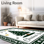 Merry Christmas Tree Snowflake Border Rug