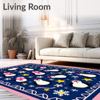 Cute Penguin Winter Wonderland Stars Rug