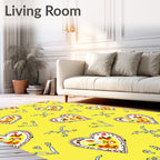 Whimsical Yellow Heart Floral Rug