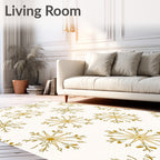 Golden Snowflake Scattered Pattern Rug