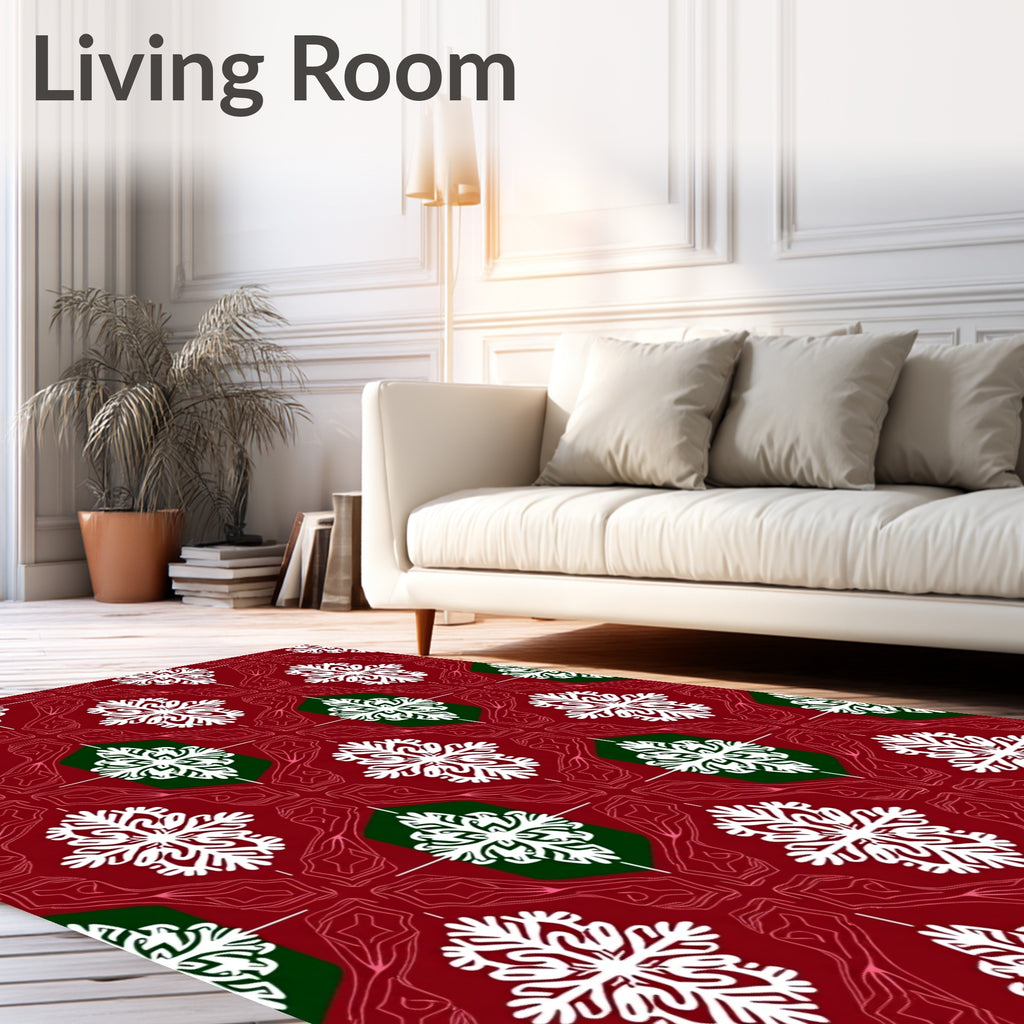Crimson and Emerald Snowflake Medallions Rug