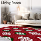 Crimson and Emerald Snowflake Medallions Rug
