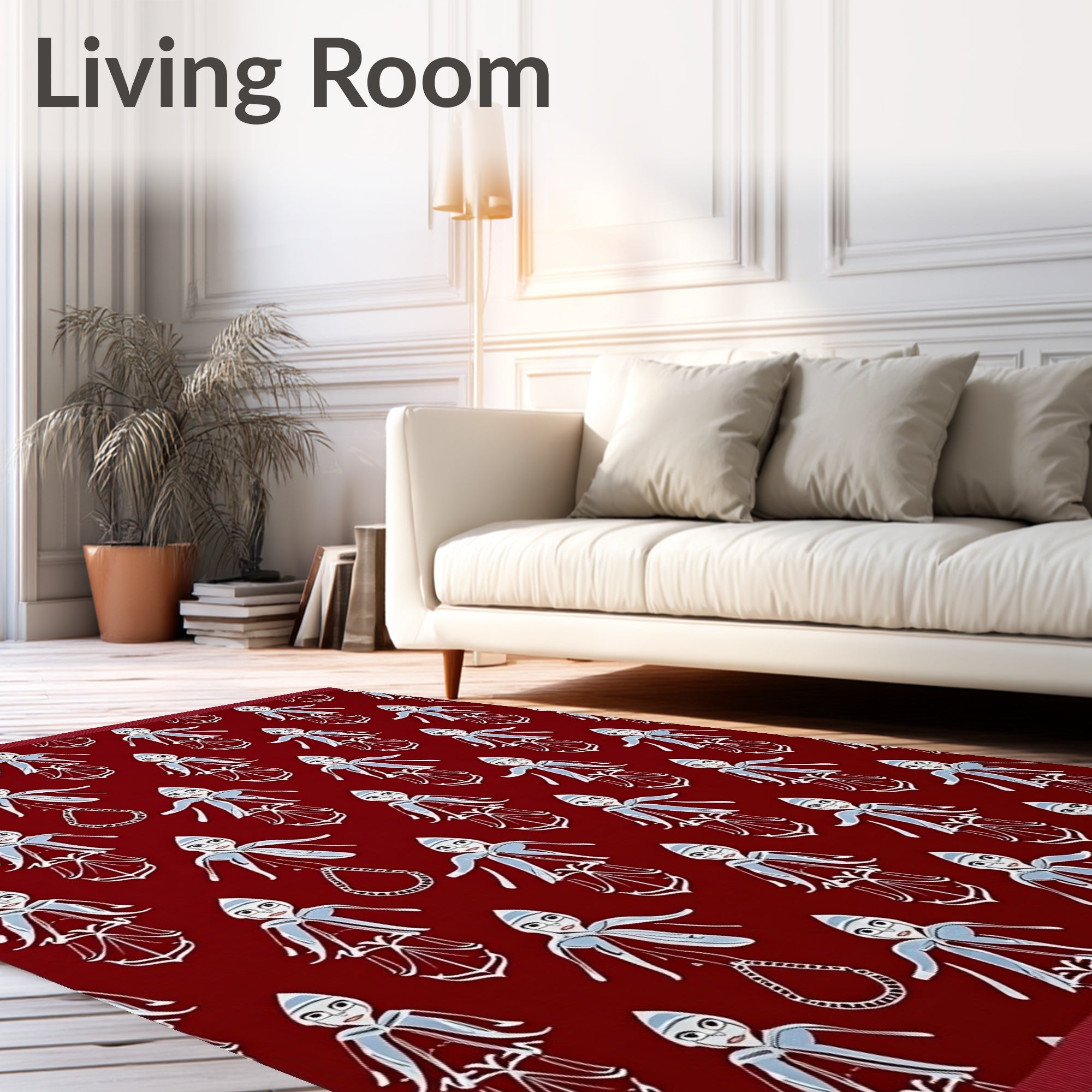 Crimson Figures With Blue Accents Rug