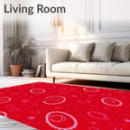 Red Oval Medallion Star burst accents Rug