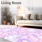 Whimsical Pink Purple Cloud Swirl Rug
