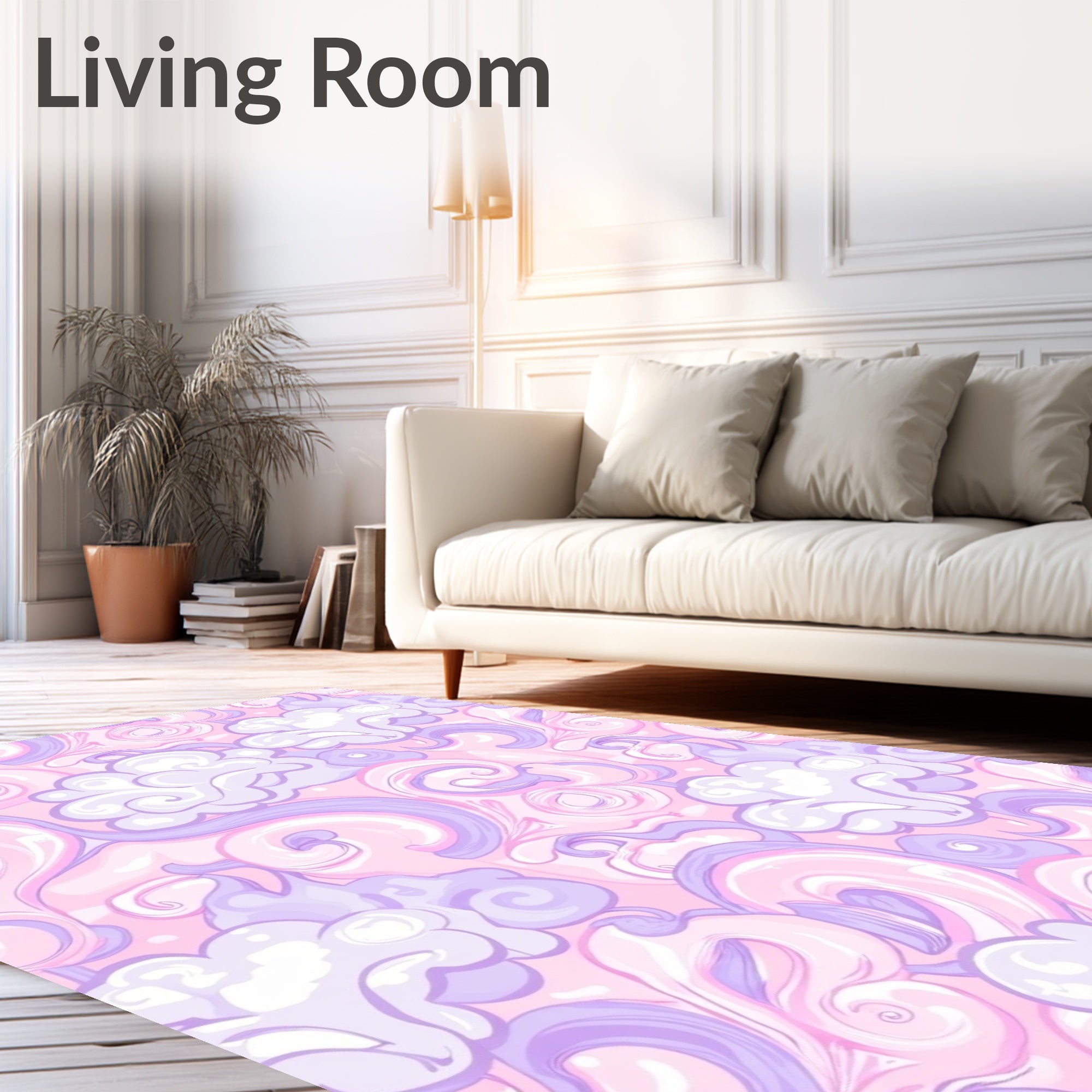 Whimsical Pink Purple Cloud Swirl Rug