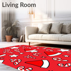 Red White Candy Cane Star Hat Rug