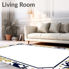 Navy Golden Deer Border Rug