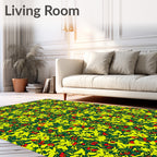 Vibrant Yellow Red Green Foliage Rug
