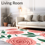 Pink Rose Garden Botanical Blossom Rug
