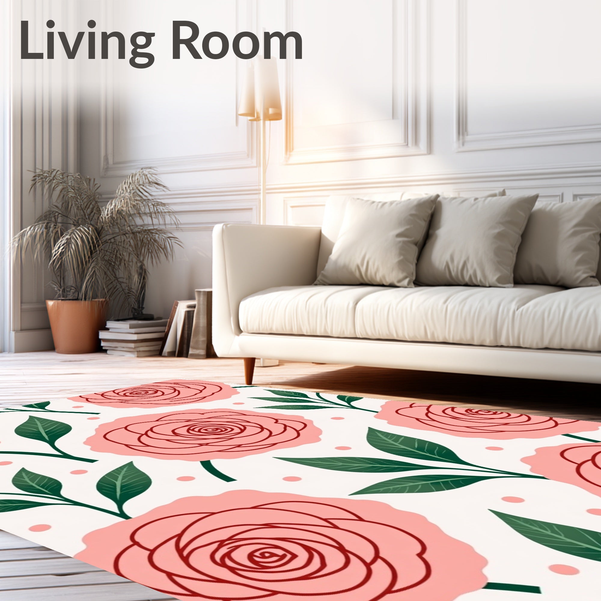 Pink Rose Garden Botanical Blossom Rug