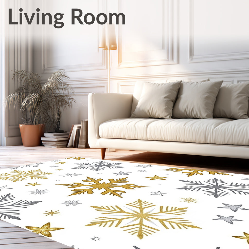 Gold Silver Snowflake Cluster Harmony Rug