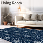 Midnight Blue Snowflake Intertwined Vines Rug