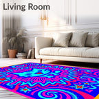 Vibrant Turquoise Cat Pink Explosion Rug
