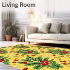 Golden Yellow Berry Branch Repeating Rug