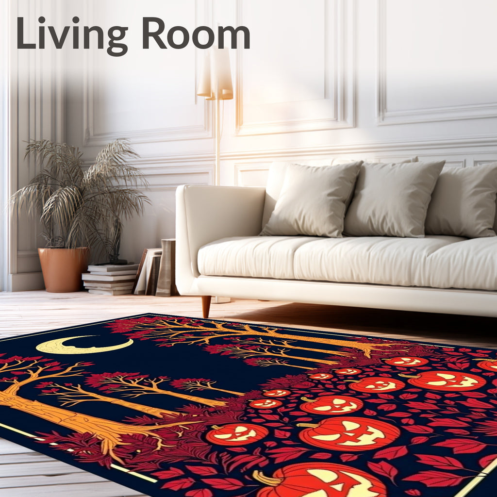 Autumn Moonlit Jack O Lantern Forest Rug
