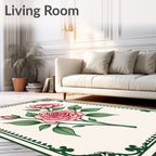 Rose Garden Floral Botanical Illustration Rug