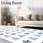 Navy Fir Tree Snowflake Collage Rug