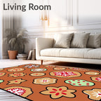 Warm Brown Festive Round Floral Rug