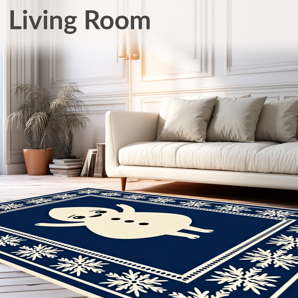 Cheery Snowman Snowflake Border Rug