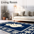 Cheery Snowman Snowflake Border Rug
