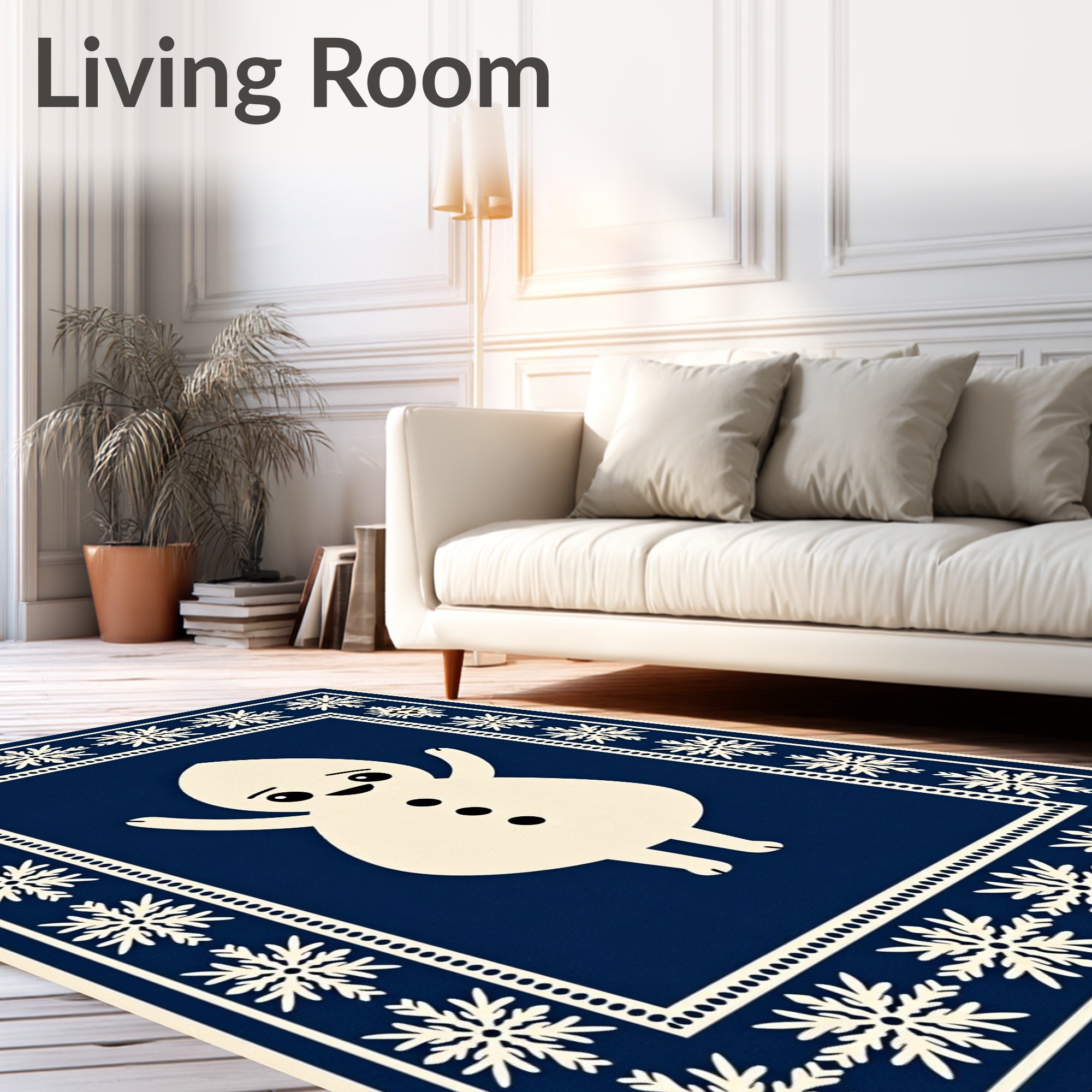 Cheery Snowman Snowflake Border Rug