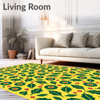 Green Leaf Red Dot Sunburst Rug