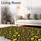 Golden Yellow Leaf Berry Vines Rug