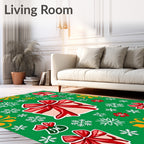 Red Gift Boxes White Snowflakes Yellow Blooms Rug
