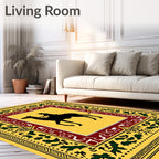 Golden Camel Rider Ornamental Border Rug