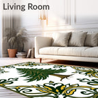 Green Evergreen Tree With Gold Border Rug
