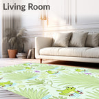 Whimsical Green Frogs Pond Companions Rug