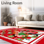 Merry Christmas Family Village Scene Rug