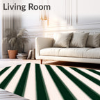 Emerald Cream Diagonal Stripe Rug