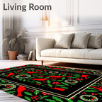 Red Cardinal Holly Berry Wreath Rug