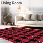 Rustic Red Black Houndstooth Squares Rug
